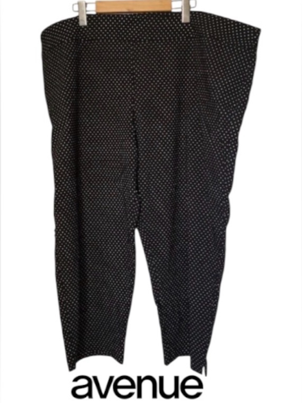26W AVENUE Pull On Stretch Ankle Pant, Black with White Dots